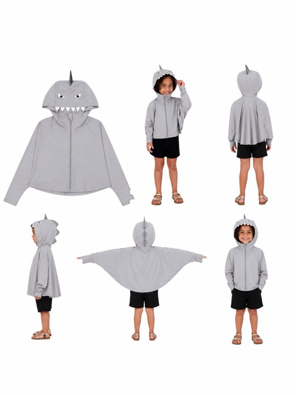 Hazel + Harper UPF Swim Cover Up Jacket Gray Shark Size 2T-4T